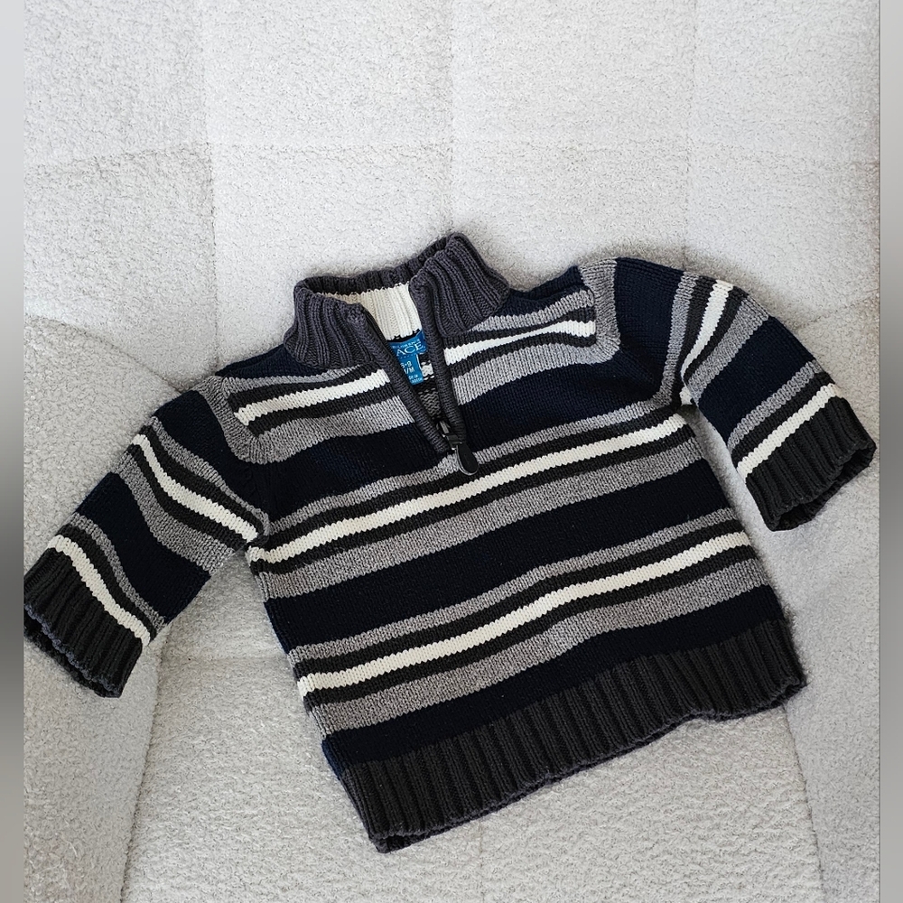 Striped Navy and Gray Knit Sweater Baby 6-9M